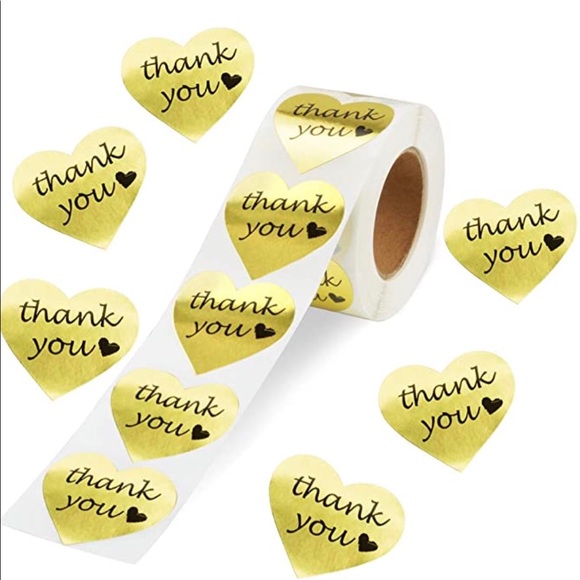 500 roll gold foil heart thank you stickers! 1.5” - Picture 4 of 7